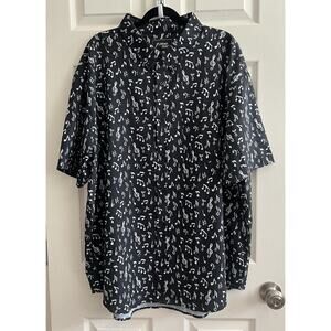 7 STRONG BRAND Treble Maker Musical Notes Button Down Tiki Shirt